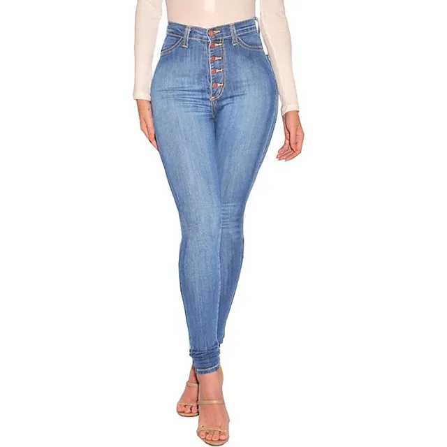 Women’s Jeans Skinny Pants Trousers Denim Plain Side Pockets Full Length Micro-elastic High Waist Fashion Casual Weekend Light Blue Dark Gray S M 2f8ce2d684203fb8820794673c0fadb8