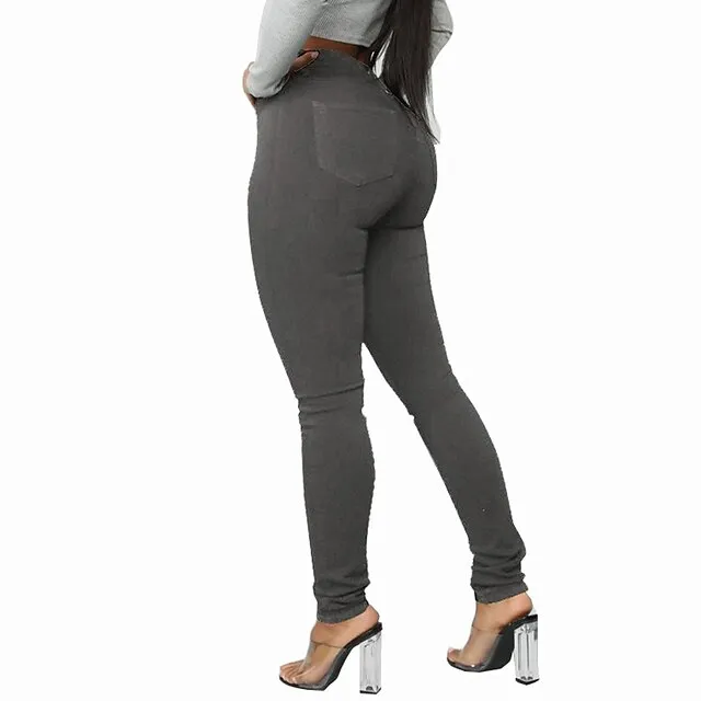 Women’s Jeans Skinny Pants Trousers Denim Plain Side Pockets Full Length Micro-elastic High Waist Fashion Casual Weekend Light Blue Dark Gray S M 7f5272b36910199d1ac19fd5491941e0