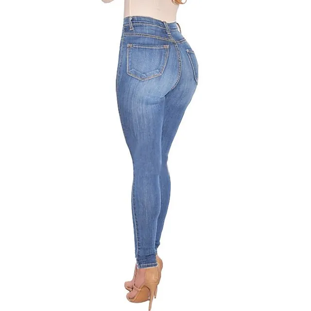 Women’s Jeans Skinny Pants Trousers Denim Plain Side Pockets Full Length Micro-elastic High Waist Fashion Casual Weekend Light Blue Dark Gray S M 9c2390d4b3f311c9b01b507735d30e50