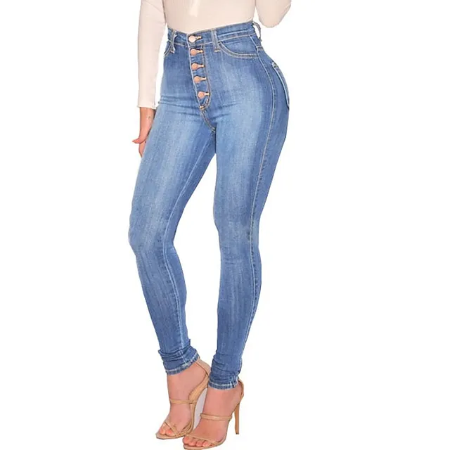 Women's Jeans Skinny Pants Trousers Denim Plain Side Pockets Full Length Micro-elastic High Waist Fashion Casual Weekend Light Blue Dark Gray S M c159d7f340a8a3e2c36dfd27f3e6f3fa