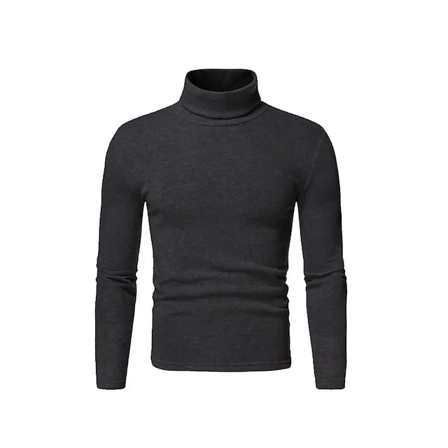 Men’s Turtleneck shirt Long Sleeve Shirt Plain Turtleneck Work Daily Wear Long Sleeve Knitted Clothing Apparel Keep Warm Modern Contemporary 2da957f8f485af692a0ac689ca28e100