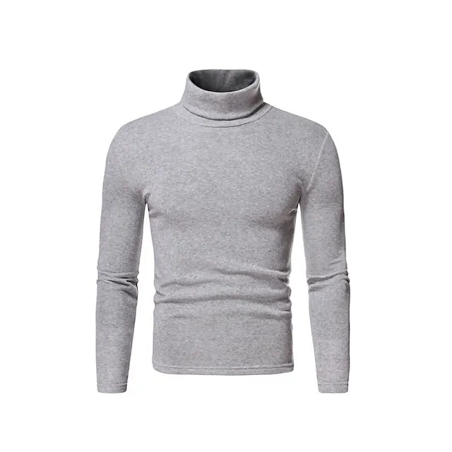 Men’s Turtleneck shirt Long Sleeve Shirt Plain Turtleneck Work Daily Wear Long Sleeve Knitted Clothing Apparel Keep Warm Modern Contemporary 6d8e73ac939cfef5a41bd9b1e1a5b189