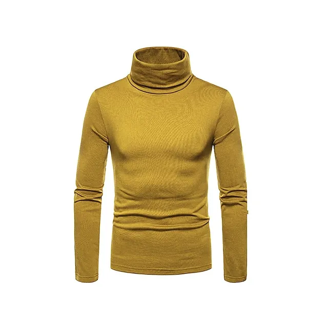 Men’s Turtleneck shirt Long Sleeve Shirt Plain Turtleneck Work Daily Wear Long Sleeve Knitted Clothing Apparel Keep Warm Modern Contemporary 98ab5b4c7aa907a94301897477334617