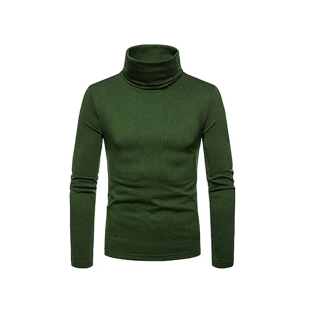 Men’s Turtleneck shirt Long Sleeve Shirt Plain Turtleneck Work Daily Wear Long Sleeve Knitted Clothing Apparel Keep Warm Modern Contemporary a26c03f22626caa3a057eac5e740b36d