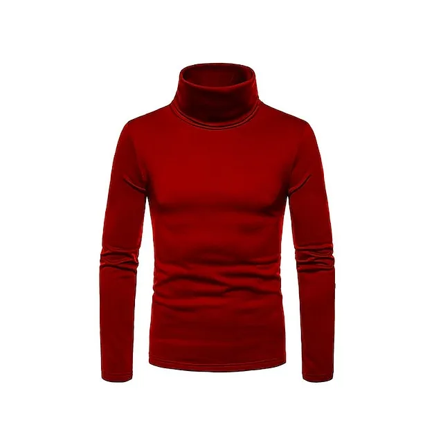 Men’s Turtleneck shirt Long Sleeve Shirt Plain Turtleneck Work Daily Wear Long Sleeve Knitted Clothing Apparel Keep Warm Modern Contemporary b9c06e36829eb744ffb84dba028e9cf3