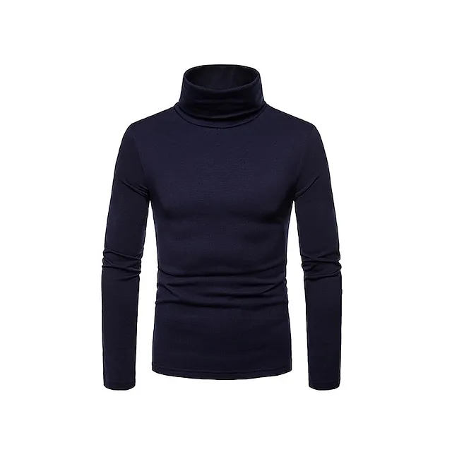 Men’s Turtleneck shirt Long Sleeve Shirt Plain Turtleneck Work Daily Wear Long Sleeve Knitted Clothing Apparel Keep Warm Modern Contemporary da50ca1513b36157a13843650fd02ee6