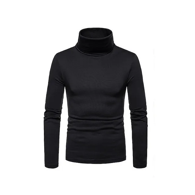 Men’s Turtleneck shirt Long Sleeve Shirt Plain Turtleneck Work Daily Wear Long Sleeve Knitted Clothing Apparel Keep Warm Modern Contemporary fccb3b4b0d5c07b5216afccddc066d0b