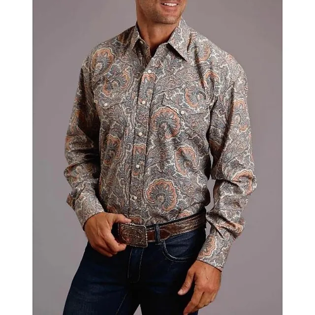 Men’s Shirt Western Shirt Animal Horse Graphic Prints Turndown Black White Black / Green Light Green Black / Brown 3D Print Outdoor Street Long Sleeve Print Button-Down Clothing Apparel Fashion 9416dffde712035e9796088a32230dbc
