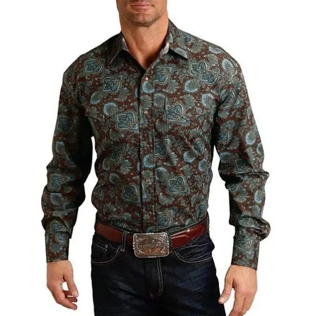 Men’s Shirt Western Shirt Animal Horse Graphic Prints Turndown Black White Black / Green Light Green Black / Brown 3D Print Outdoor Street Long Sleeve Print Button-Down Clothing Apparel Fashion a3dbcba271b0d3f18b5846f722085b28