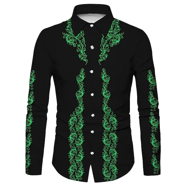 Men’s Shirt Western Shirt Floral Graphic Prints Turndown White Yellow Blue Green Gray 3D Print Outdoor Street Long Sleeve Print Button-Down Clothing Apparel Fashion Designer Casual Soft 0267da009089e1f39a6c6f61b8075fbd