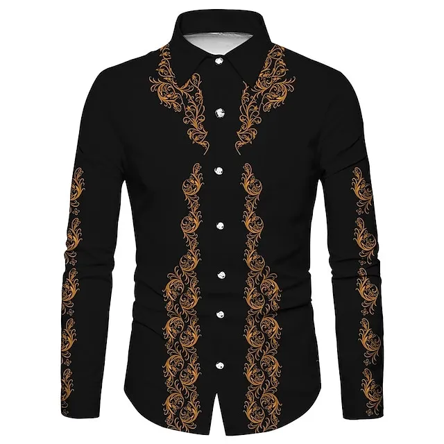 Men's Shirt Western Shirt Floral Graphic Prints Turndown White Yellow Blue Green Gray 3D Print Outdoor Street Long Sleeve Print Button-Down Clothing Apparel Fashion Designer Casual Soft 207858d3e6163836aa3d9ed3522eac04