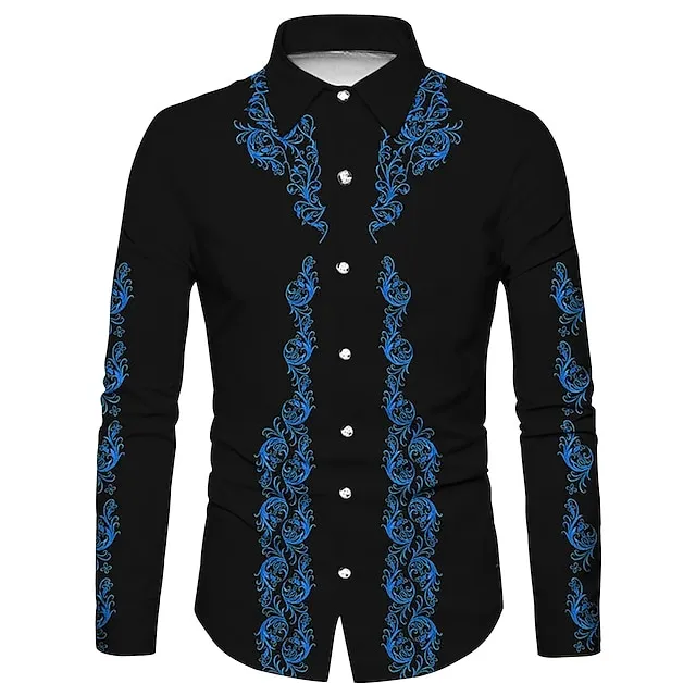 Men’s Shirt Western Shirt Floral Graphic Prints Turndown White Yellow Blue Green Gray 3D Print Outdoor Street Long Sleeve Print Button-Down Clothing Apparel Fashion Designer Casual Soft 3cc3181600782410049527bdacb52f21