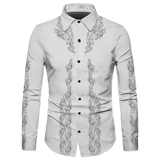 Men’s Shirt Western Shirt Floral Graphic Prints Turndown White Yellow Blue Green Gray 3D Print Outdoor Street Long Sleeve Print Button-Down Clothing Apparel Fashion Designer Casual Soft 8650827904cbfe27ae920a3364bd27ca