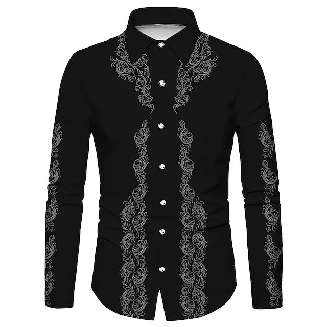 Men’s Shirt Western Shirt Floral Graphic Prints Turndown White Yellow Blue Green Gray 3D Print Outdoor Street Long Sleeve Print Button-Down Clothing Apparel Fashion Designer Casual Soft 9119a29106e15014f23d225de38e881e