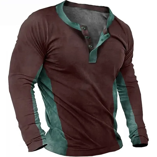 Men’s Tee Long Sleeve Shirt Henley Plus Size Daily Wear Vacation Long Sleeve Print Clothing Apparel 138f26a8291f043b7735f2ec6a1bb32e