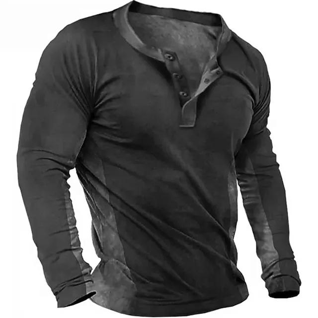 Men’s Tee Long Sleeve Shirt Henley Plus Size Daily Wear Vacation Long Sleeve Print Clothing Apparel 9ee9377bbf95f7666d863e6dad128b1e