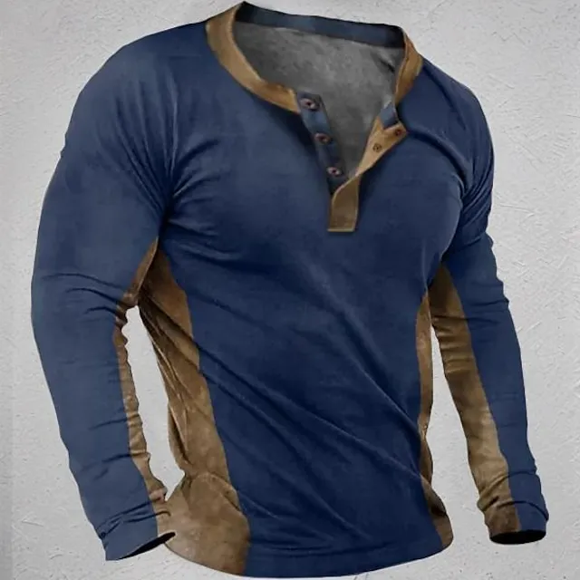 Men's Tee Long Sleeve Shirt Henley Plus Size Daily Wear Vacation Long Sleeve Print Clothing Apparel b2472aa1fef24fc1df8d9630487770ac