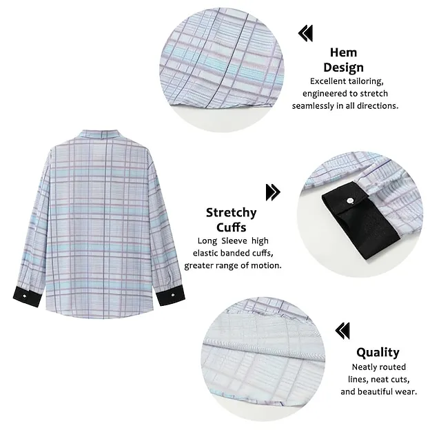 Men’s Shirt Western Shirt Plaid Graphic Prints Turndown Blue Purple Green Khaki Outdoor Street Long Sleeve Button-Down Print Clothing Apparel Fashion Designer Casual Soft 6721dc89e3ecb1186f359200c638b00e
