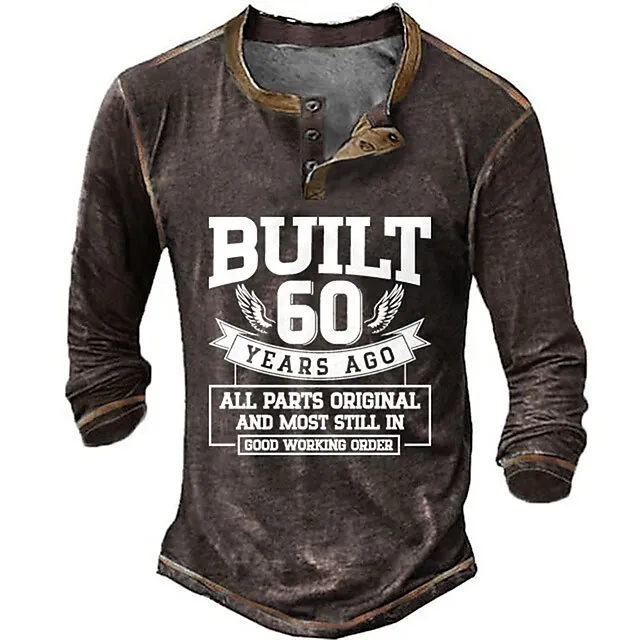 Men’s Henley Shirt Tee Graphic Letter Henley Clothing Apparel 3D Print Outdoor Casual Long Sleeve Button-Down Print Fashion Comfortable 446fab02f525501140e0a4b403624a9f