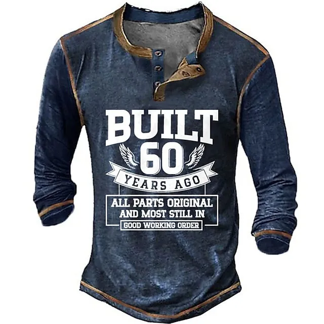 Men's Henley Shirt Tee Graphic Letter Henley Clothing Apparel 3D Print Outdoor Casual Long Sleeve Button-Down Print Fashion Comfortable a58b20779bd3176ebe99c8f7e618e0cf