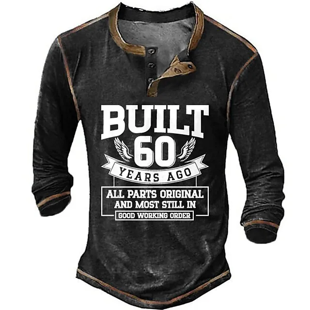 Men’s Henley Shirt Tee Graphic Letter Henley Clothing Apparel 3D Print Outdoor Casual Long Sleeve Button-Down Print Fashion Comfortable cabaaf962903af0f4b078df672ed88a4