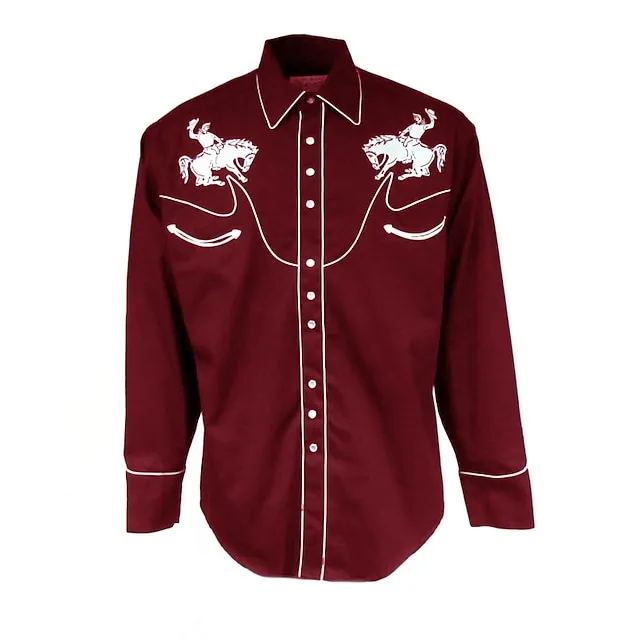 Men’s Shirt Western Shirt Graphic Prints Cowboy Turndown Black Red Blue Green Outdoor Street Long Sleeve Print Button-Down Clothing Apparel Sports Fashion Streetwear Designer 790f659220e185fc1afef1285c45e4f5