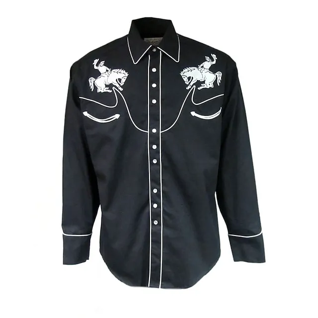 Men's Shirt Western Shirt Graphic Prints Cowboy Turndown Black Red Blue Green Outdoor Street Long Sleeve Print Button-Down Clothing Apparel Sports Fashion Streetwear Designer c00ef8aba85eb4ee250483c756021502