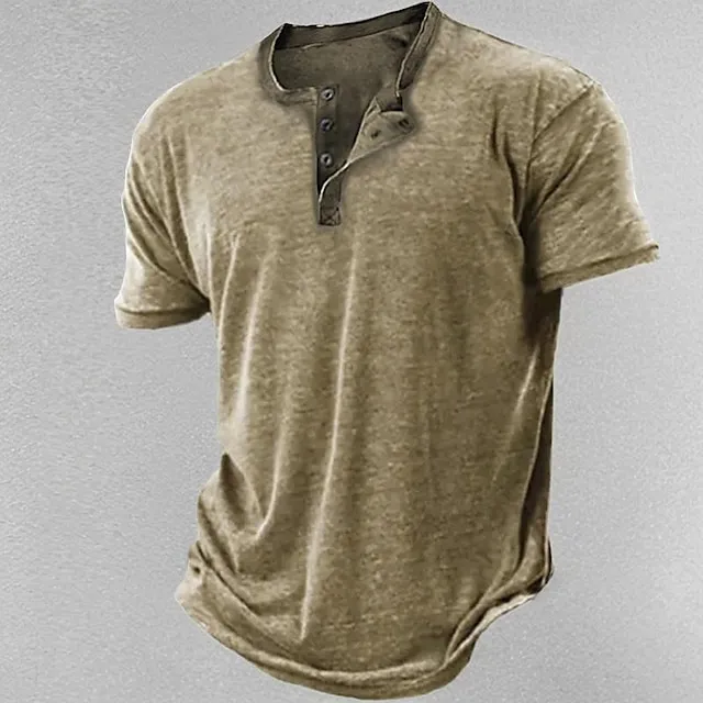 Men's Henley Shirt Tee Graphic Number Henley 3D Print Outdoor Casual Short Sleeve Button-Down Print Clothing Apparel Fashion Designer Comfortable 79be50c4f1151c978af7866ed87cfd01