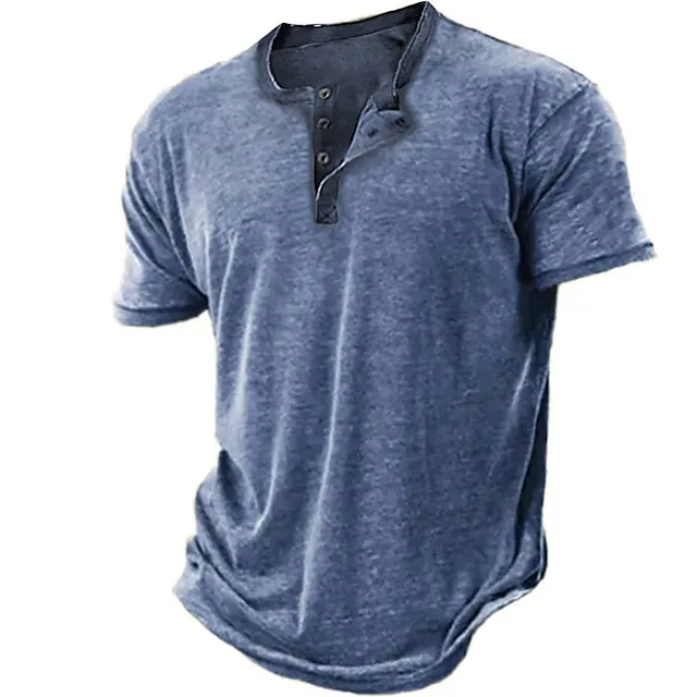 Men’s Henley Shirt Tee Graphic Number Henley 3D Print Outdoor Casual Short Sleeve Button-Down Print Clothing Apparel Fashion Designer Comfortable b911a86042392fe28951e335d985ef62