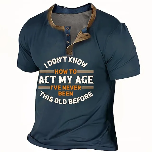 Men's Henley Shirt Tee Graphic Letter Henley Clothing Apparel 3D Print Outdoor Casual Short Sleeve Button-Down Print Fashion Designer Comfortable 4b3699340efa1e15c4c5d008e7632258