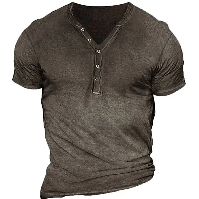 Men’s T shirt Tee Henley Shirt Cool Shirt Plain Henley Street Vacation Short Sleeves Clothing Apparel Designer Basic Modern Contemporary 25862bfff40b9c2cc8ffc7042c6bf99d