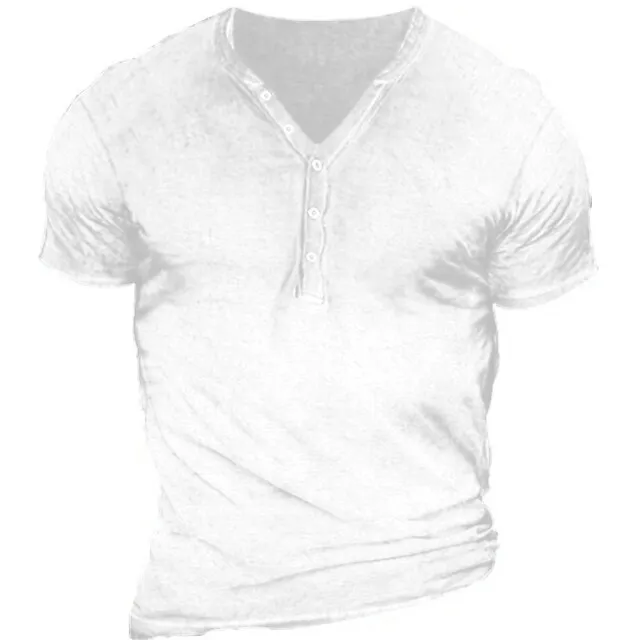 Men’s T shirt Tee Henley Shirt Cool Shirt Plain Henley Street Vacation Short Sleeves Clothing Apparel Designer Basic Modern Contemporary 98eba2b37ad185d4247aea8d43a31232