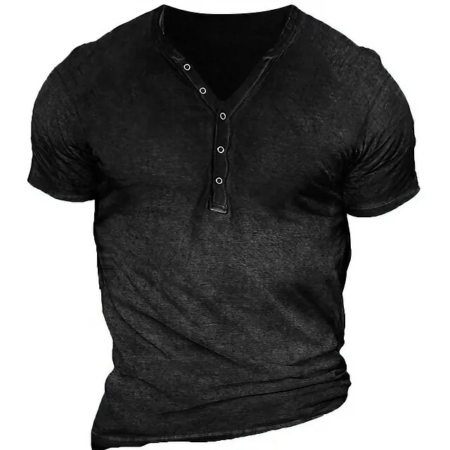 Men's T shirt Tee Henley Shirt Cool Shirt Plain Henley Street Vacation Short Sleeves Clothing Apparel Designer Basic Modern Contemporary f54168fafb449bd46988773af67c377f