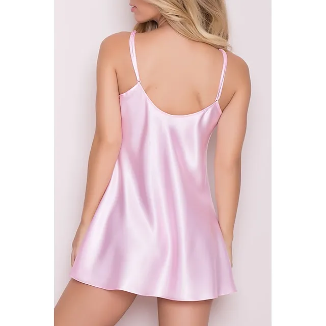 Women’s Robes Gown Nightgown Sleepwear Patchwork Fashion Simple Hot Home Daily Bed Polyester Breathable Straps Sleeveless Backless Summer Spring Wine Red Fushcia 27d6d4f92c28a43356e780b9ed40d00d