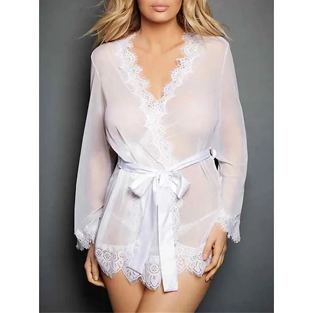 Women’s Loungewear Nightgown Nightshirt Dress Gradient Pure Color Fashion Casual Comfort Home Street Date Polyester Breathable V Wire Long Sleeve Summer Spring Black White 3fcb4c61c3766689aa544fd9e414eb53