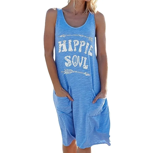 Women’s Loungewear Nightshirt Dress Letter Fashion Casual Street Date Airport Cotton Spandex Jersey Breathable Crew Neck Sleeveless Pocket Summer Spring Black White 4db021ca87cbe415b297242527170d03