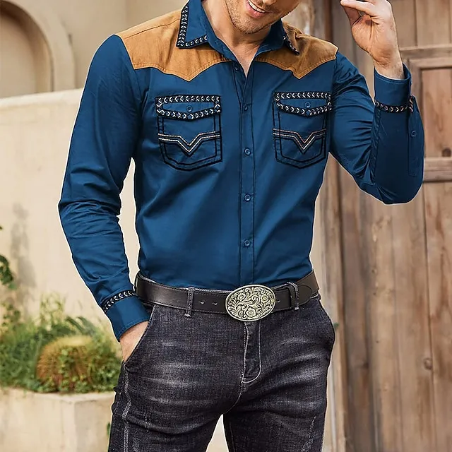 Men’s Shirt Western Shirt Graphic Prints Cowboy Turndown Black Red Blue Khaki Outdoor Street Long Sleeve Print Clothing Apparel Fashion Streetwear Designer Casual 04c43191de68efbcdd5b9359e6638fb1