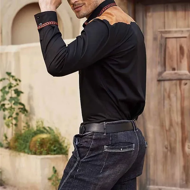 Men’s Shirt Western Shirt Graphic Prints Cowboy Turndown Black Red Blue Khaki Outdoor Street Long Sleeve Print Clothing Apparel Fashion Streetwear Designer Casual 47bd79127742e71052a5dd346b3b070d