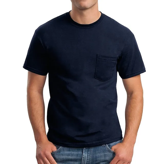 Men’s T shirt Tee Tee Top Plain Crew Neck Street Vacation Short Sleeves Front Pocket Clothing Apparel Designer Basic Modern Contemporary 2bd952cc275795de502238980c1db4cc