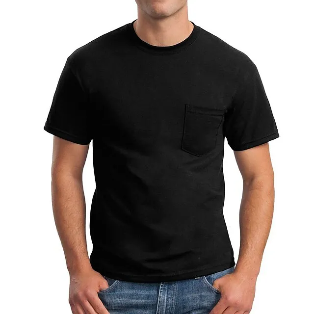 Men’s T shirt Tee Tee Top Plain Crew Neck Street Vacation Short Sleeves Front Pocket Clothing Apparel Designer Basic Modern Contemporary 42062bf26ef2936c12ac59e7bb6375d4