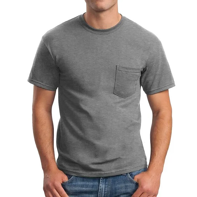 Men's T shirt Tee Tee Top Plain Crew Neck Street Vacation Short Sleeves Front Pocket Clothing Apparel Designer Basic Modern Contemporary 7765f99c8c83861e4b3ead26a35ed4d2