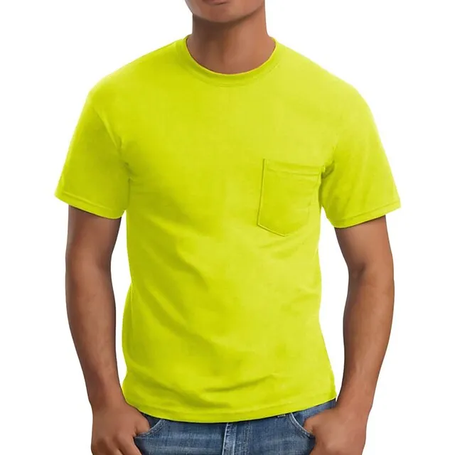 Men’s T shirt Tee Tee Top Plain Crew Neck Street Vacation Short Sleeves Front Pocket Clothing Apparel Designer Basic Modern Contemporary 8faa9c3334a79a969652d760c9e5a69e