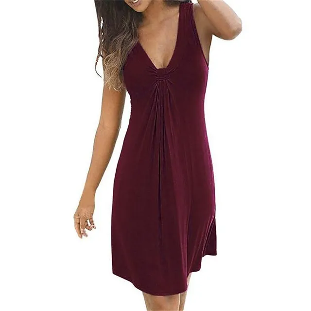 Women’s Plus Size Pajamas Nightgown Nightshirt Dress Pure Color Simple Casual Soft Home Daily Bed Polyester Breathable Straps Sleeveless Summer Spring Black Wine 420b36fbe053d0fb363796c1da2bfca7