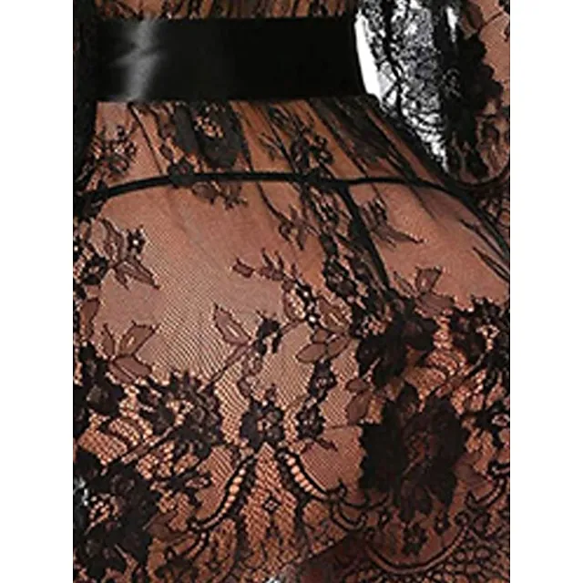 Women’s Pajamas Nightgown Nightshirt Dress Pure Color Simple Casual Soft Home Daily Bed Polyester Breathable V Wire Long Sleeve Summer Spring Black White 13119e8c5047d0794dfbebb9d53bcff4