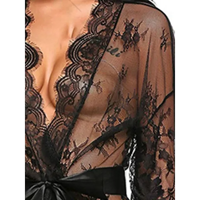 Women’s Pajamas Nightgown Nightshirt Dress Pure Color Simple Casual Soft Home Daily Bed Polyester Breathable V Wire Long Sleeve Summer Spring Black White 2cfab19b844db06141012428dfcfe7a4