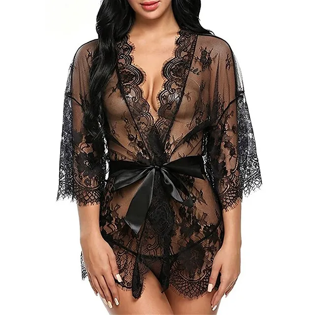 Women’s Pajamas Nightgown Nightshirt Dress Pure Color Simple Casual Soft Home Daily Bed Polyester Breathable V Wire Long Sleeve Summer Spring Black White 44ff7a9f2994ad6be8206d8937f37a31