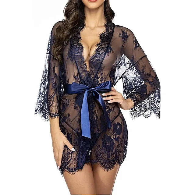 Women’s Pajamas Nightgown Nightshirt Dress Pure Color Simple Casual Soft Home Daily Bed Polyester Breathable V Wire Long Sleeve Summer Spring Black White 7d652e9ae41feb0a56c57e8fb207a093