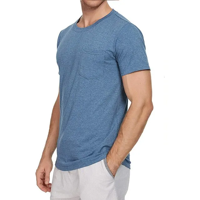 Men’s T shirt Tee Tee Top Plain Crew Neck Street Vacation Short Sleeves Front Pocket Clothing Apparel Fashion Designer Basic 128cf66319a4e2e54c25cda878eded35