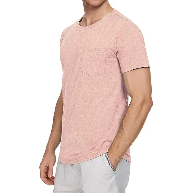 Men’s T shirt Tee Tee Top Plain Crew Neck Street Vacation Short Sleeves Front Pocket Clothing Apparel Fashion Designer Basic 14711e6b6feba0bcc62da89bb072ac7c