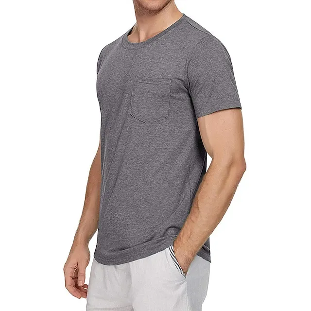 Men’s T shirt Tee Tee Top Plain Crew Neck Street Vacation Short Sleeves Front Pocket Clothing Apparel Fashion Designer Basic 4dfd2690107cb69ad2c25c61bc88238c
